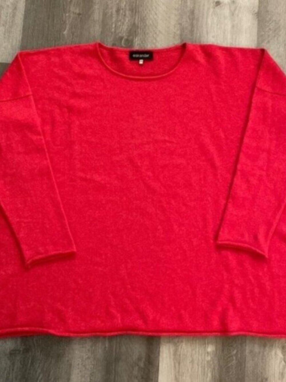 Eskandar 100% Cashmere Knit Sweater Pink Red Rolled Hems Designer One Size OS